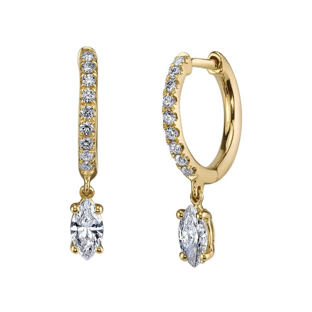 anita ko DIAMOND HUGGIES WITH MARQUISE DIAMOND DROP
