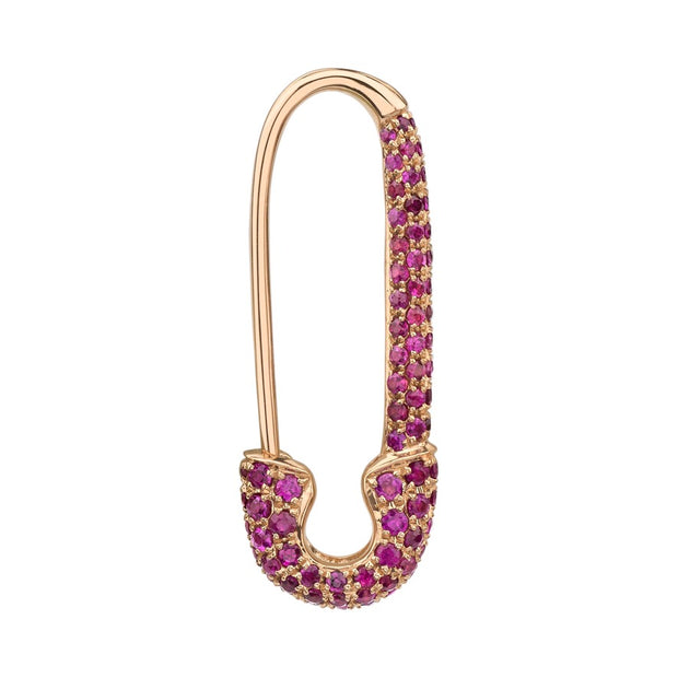 RUBY SAFETY PIN EARRING
