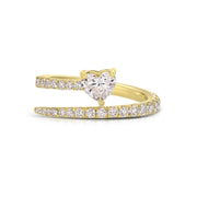TWO ROW PAVE COIL RING WITH HEART DIAMOND POINT