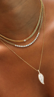 CUBAN LINK AND SHORT LINE DIAMOND NECKLACE