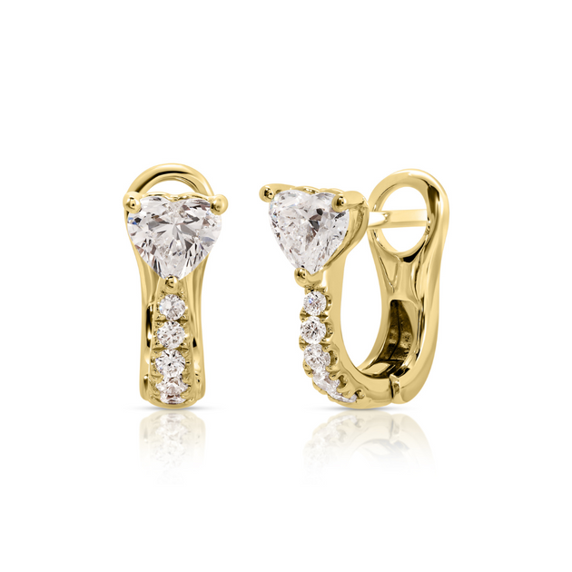 anita ko FLAT PAVE DIAMOND HUGGIES WITH HEART DIAMONDS