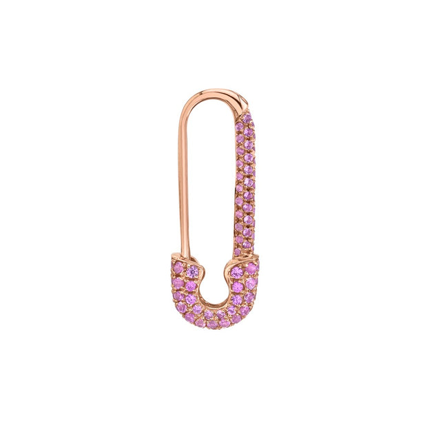 MINI PINK SAPPHIRE SAFETY PIN EARRING