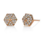 DIAMOND SIX-SIDED SPIKE STUD EARRINGS