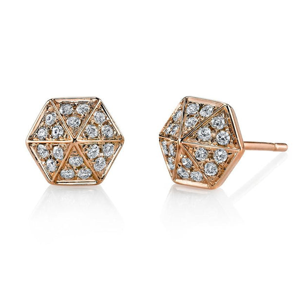 DIAMOND SIX-SIDED SPIKE STUD EARRINGS