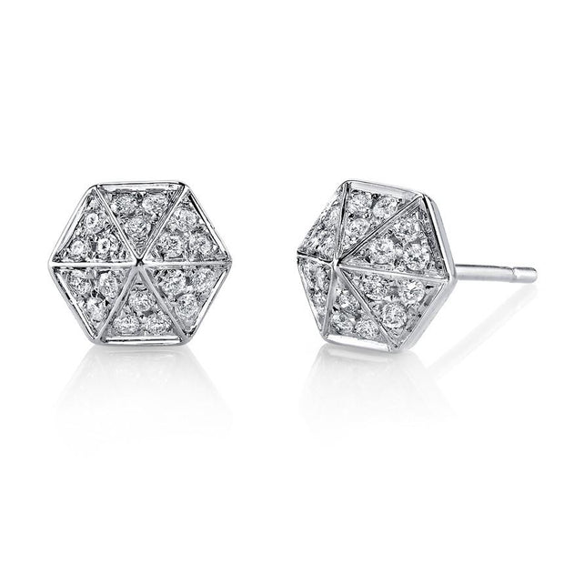 DIAMOND SIX-SIDED SPIKE STUD EARRINGS