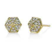 DIAMOND SIX-SIDED SPIKE STUD EARRINGS