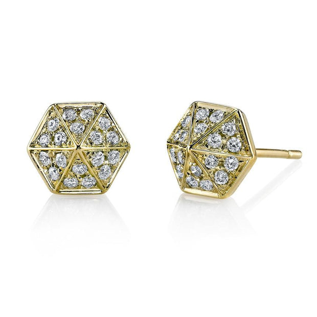 DIAMOND SIX-SIDED SPIKE STUD EARRINGS