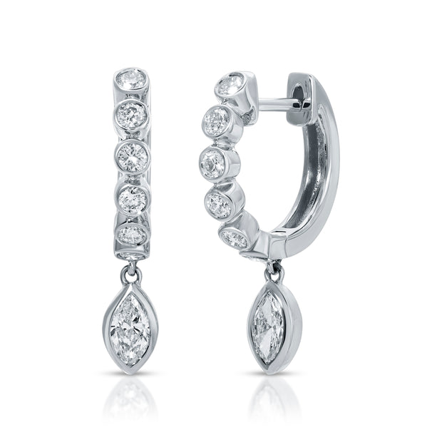 MELROSE BEZELED HUGGIES WITH MARQUISE DIAMOND DROP