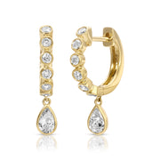 MELROSE BEZELED HUGGIES WITH PEAR DIAMOND DROP