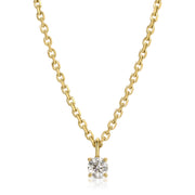 DIAMOND CUT ROLO CHAIN WITH ROUND DIAMOND PENDANT