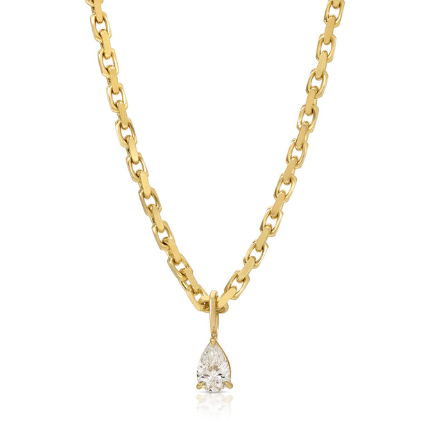 HEAVY CHAIN WITH PEAR DIAMOND PENDANT