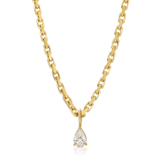 H CHAIN WITH PEAR DIAMOND PENDANT