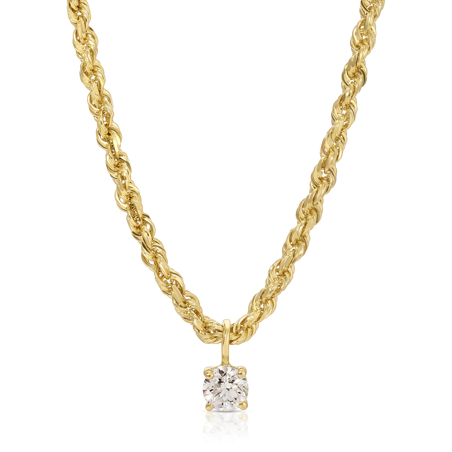 ROPE CHAIN WITH ROUND DIAMOND PENDANT – Anita Ko