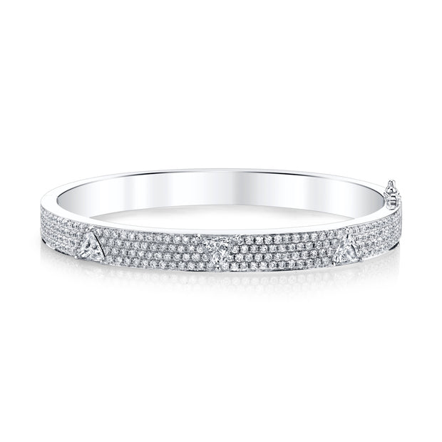 PAVE DIAMOND OVAL BRACELET WITH THREE TRILLION DIAMONDS