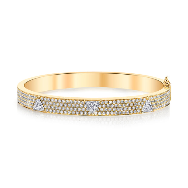 PAVE DIAMOND OVAL BRACELET WITH THREE TRILLION DIAMONDS