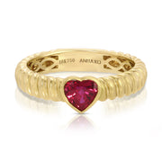 THIN ZOE RING WITH RUBY HEART CENTER