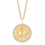 ARIES ZODIAC COIN PENDANT WITH DIAMOND FRAME