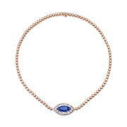 DIAMOND EVIL EYE CHOKER WITH BLUE SAPPHIRE EYE