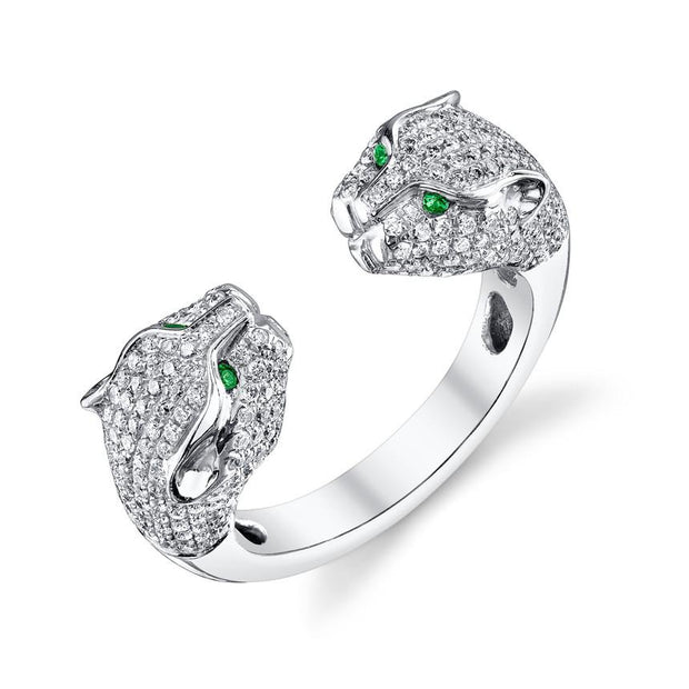 DOUBLE HEADED DIAMOND PANTHER RING
