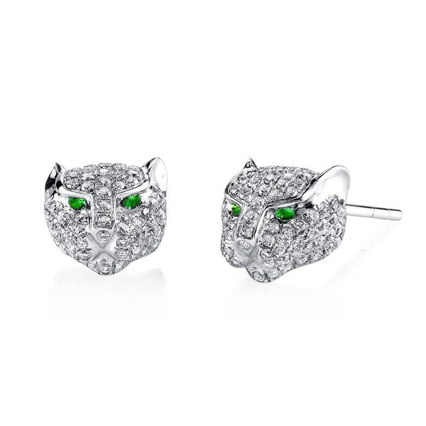 DIAMOND PANTHER STUD EARRINGS