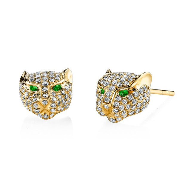 DIAMOND PANTHER STUD EARRINGS
