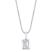 BEZELED EMERALD CUT DIAMOND PENDANT