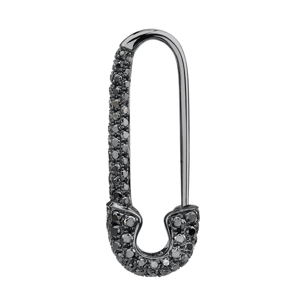 anita ko BLACK DIAMOND AND BLACK GOLD SAFETY PIN EARRING