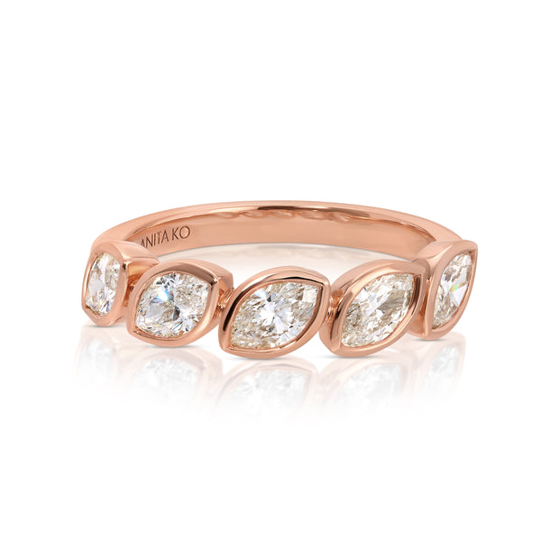 BEZELED MARQUISE DIAMOND DEMI-ETERNITY BAND