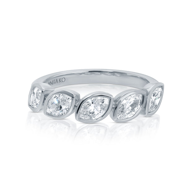 BEZELED MARQUISE DIAMOND DEMI-ETERNITY BAND