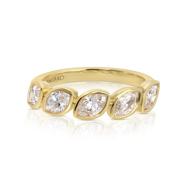 BEZELED MARQUISE DIAMOND DEMI-ETERNITY BAND