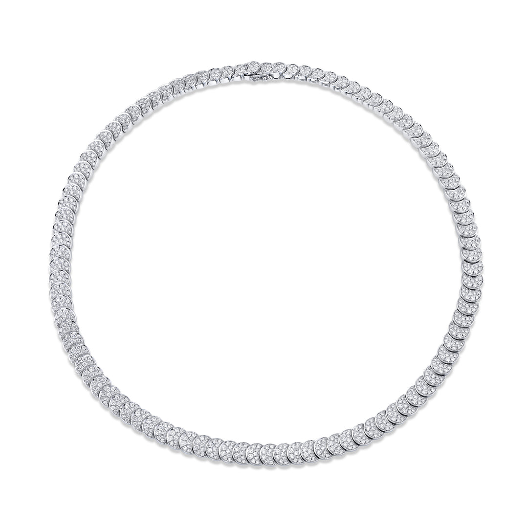 ꕤclara* Sculpted Cable Flex Necklace in 18K White Gold with Diamonds