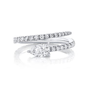 TWO ROW DIAMOND COIL RING WITH PEAR DIAMOND