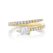 TWO ROW DIAMOND COIL RING WITH PEAR DIAMOND