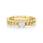 ASSCHER CUT DIAMOND CHAIN LINK RING