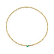 CUBAN LINK NECKLACE WITH EMERALD CENTER