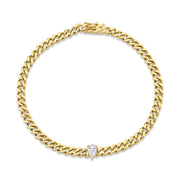 SMALL CUBAN LINK BRACELET WITH PEAR DIAMOND CENTER