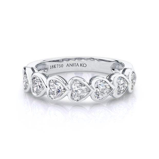 BEZELED HEART DIAMOND DEMI ETERNITY BAND