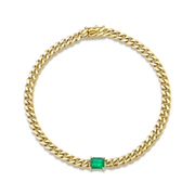 CUBAN LINK BRACELET WITH EMERALD CENTER