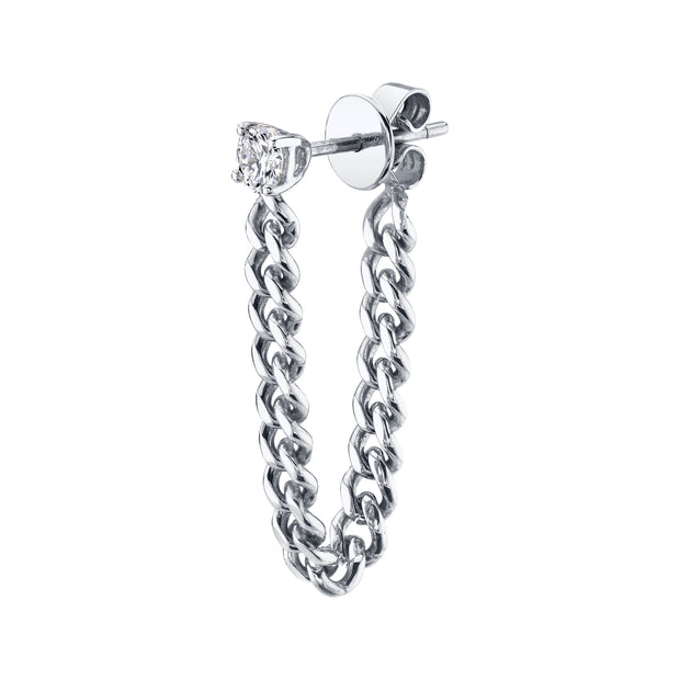 ROUND DIAMOND CUBAN LINK LOOP EARRING