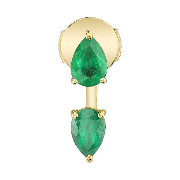 LARGE PEAR EMERALD ORBIT EARRING