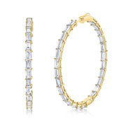 LARGE BAGUETTE DIAMOND HOOPS