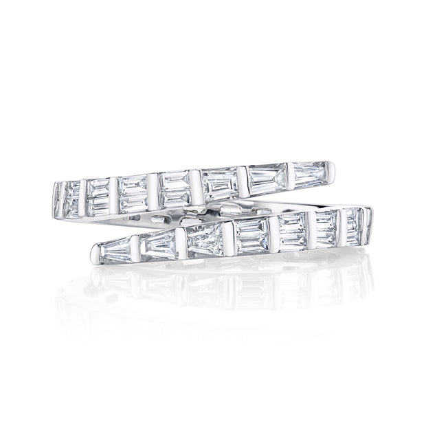 TWO ROW BAGUETTE DIAMOND COIL RING