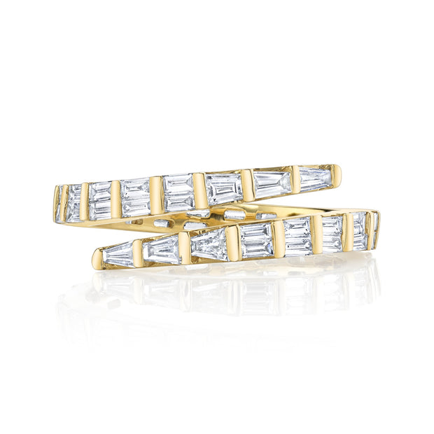 TWO ROW BAGUETTE DIAMOND PINKY COIL RING