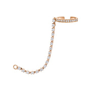 SINGLE ROW DIAMOND EAR CUFF WITH ROPE DIAMOND CHAIN