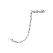 SINGLE ROW DIAMOND EAR CUFF WITH ROPE DIAMOND CHAIN