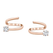 COIL EARRINGS WITH ROUND DIAMOND ENDS