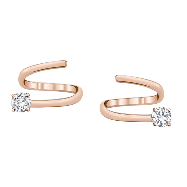 COIL EARRINGS WITH ROUND DIAMOND ENDS