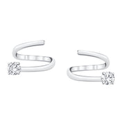 COIL EARRINGS WITH ROUND DIAMOND ENDS