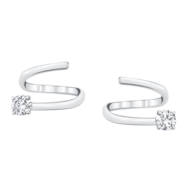 COIL EARRINGS WITH ROUND DIAMOND ENDS