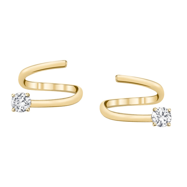 COIL EARRINGS WITH ROUND DIAMOND ENDS